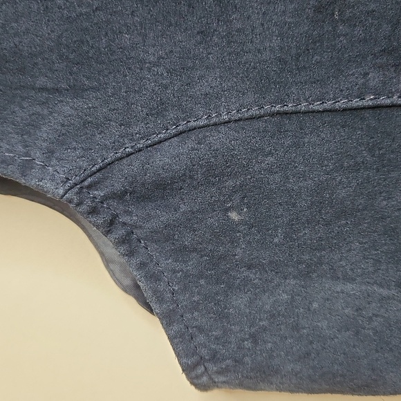 Navy Blue Suede Vest with Silver Buttons Men's - Picture 3 of 6